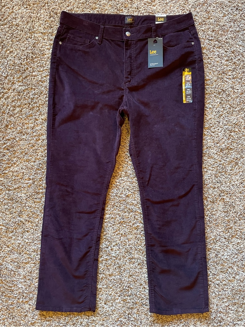 Lee Legendary Mid Rise Straight Corduroy Pants Women’s Size 18 M Medium NWT